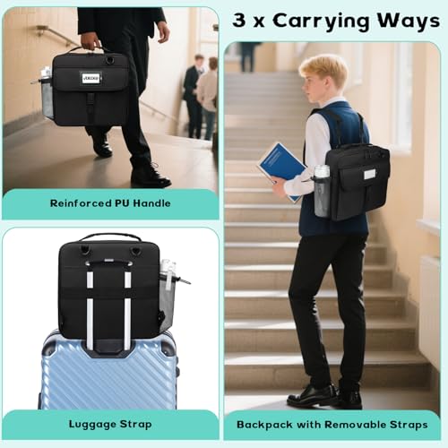 Veirdro 3 Inch D-Ring Zipper Binder Backpack for 700+ Sheets Capacity& 13 Inch Laptop Compartment, Detachable 3-Ring Zip Up Binder Bag with Backpack Straps& Water Bottle Pocket for School (Black)