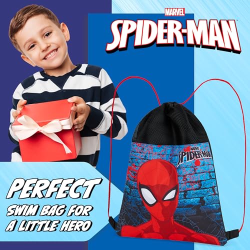 Disney Kids Drawstring Bags - Swimming Bag, School PE Bag (Red/Blue Spiderman) - color: Red/Blue Spiderman