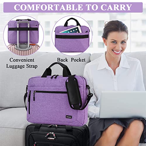 RAVUO Laptop Bag for Women, Water Resistant Lightweight 17inch Shockproof Laptop Shoulder Bag Sleeve Case Business Briefcase with Shoulder Strap Purple - color: 17inch--purple