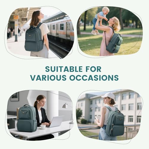 GOLF SUPAGS Lunch Backpack 16 Inch Laptop Backpack with Insulated Cooler Lunch Box Food Bag for College Work Camping Picnics (Atrovirens) - color: Atrovirens