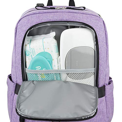 BODHI The Baby Athleisure Tech Diaper Bag Backpack with removable changing pad, Unisex, for Moms and Dads - Purple Chambray - color: Purple