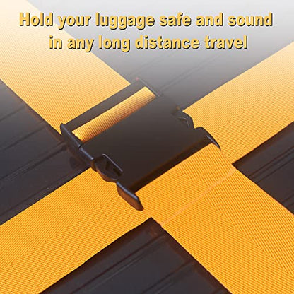 Luggage Straps for Suitcases TSA Approved Travel Belt 4 Pack by Chelmon (Yellow) - color: Yellow