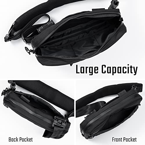 TACTICAL_GEEK Cache L3 EDC Sling Bag Chest, Lightweight Shoulder Daypack, 500D Nylon, Travel Hiking Concealed Carry, Crossbody Bag, Tactical Backpack, Hiking Ambidextrous Strap Black - color: Black