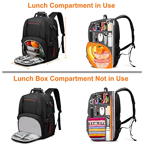 Lunch Backpack for Men, 17.3 Inch Insulated Cooler Backpack Lunch Box Backpack with USB Charging Port, Extra Large Daypack College Laptop Backpack, Water Resistant Computer Work Backpack for Travel
