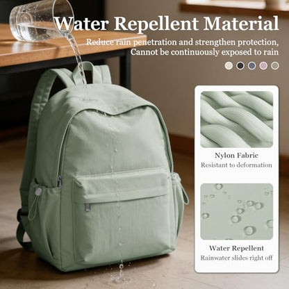 Simple School Backpack For Women Men Aesthetic Medium Backpack Lightweight Casual Daypack College Backpacks Cute Bookbag for Teens Girls Boys Basic Bagpack（Green） - color: Green