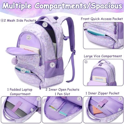 Meisohua Girls Backpack Elementary School Bags for Girls Bookbags for Kids Preschool Kindergarten Primary Kids Backpacks with Chest Strap - color: Furry Butterfly Purple