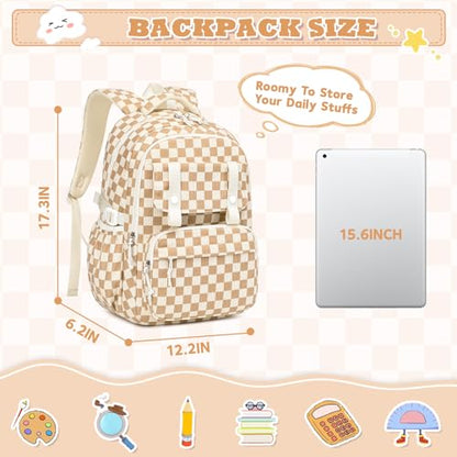 MUSEVOS Girls Backpack, Elementary Middle School Backpack, Large Capacity Kids Bookbag - color: Khaki