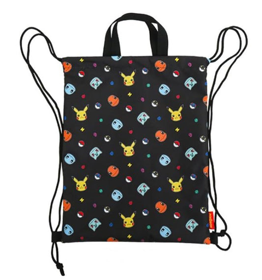Pikachu Drawstring Backpack Gym Sackpack Travel Bag Multi Purpose Bag (Black) - color: Black