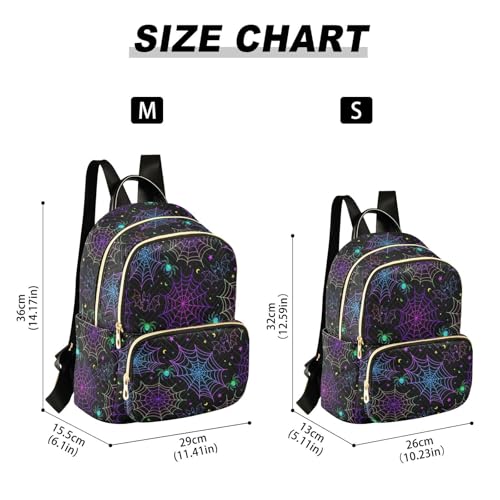 Women Fashion Backpack Purse Goth Bat Spider Web Rucksack, S - color: Color 03, size: Small