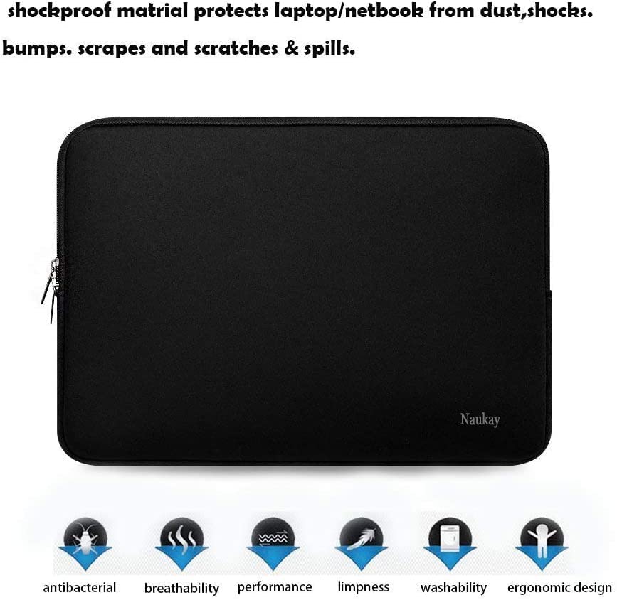Naukay Laptop Bag 15 Inch, Resistant Neoprene Laptop Sleeve/Notebook Computer Pocket Case/Tablet Briefcase Carrying Bag Compatible for 15.4 inch MacBook Pro, Ultrabook Notebook, (Black) - color: Black, size: 15 inch