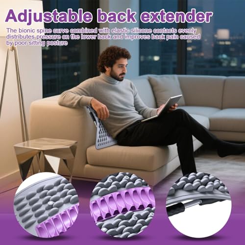 Back Stretcher - Adjustable Multi-Level Support, Ergonomic Arch Design, Muscle Relaxation Tool, Spine Alignment Device | Yoga Stretching Accessory with Pain Reliefs Function for Home, Offices Session - color: Purplee