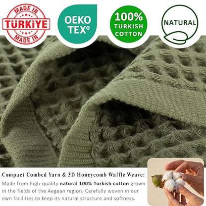 PÜSKÜL Natural 100% Turkish Cotton Waffle Bath Towels Set of 2-Piece | 32x63 inch Extra Large Absorbent Quick-Dry Lightweight Spa Towel | Honeycomb Weave Towel (Khaki Green Bath Towels - Pack of 2) - color: Khaki Green