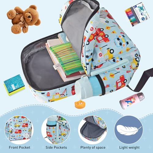 Kids Backpack for Girls Boys - 15 Inch Cute Cars Little Kids Backpack Waterresistant Toddler Preschool Kindergarten School Bag for Aged 3-8, Light Blue - color: Light Blue