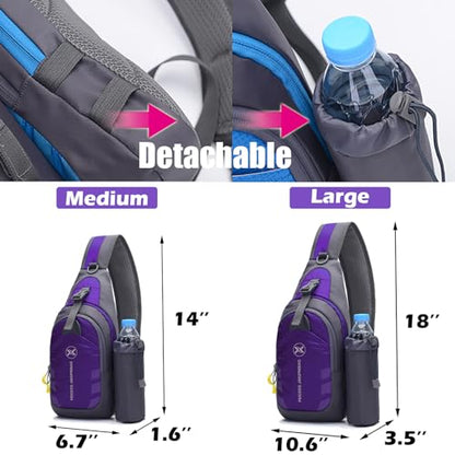 Peicees Chest Crossbody Sling Backpack Bag Travel Bike Gym Daypack for Women Men - color: Purple