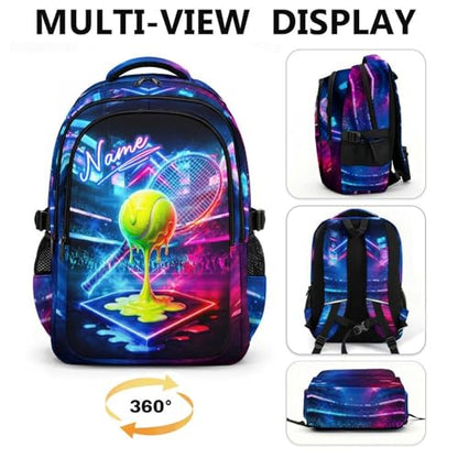 Boys Backpack for Kids Teens Personalized Tennis Bookbag for School Hiking Travel, Lightweight Backpacks for Kindergarten Primary Elementary Middle - color: Green