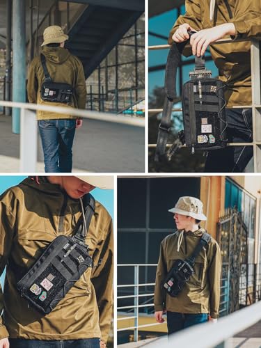TACTICAL_GEEK Cache L3C EDC Sling Bag Chest, Lightweight Shoulder Daypack, Travel Hiking Concealed Carry, Crossbody Bag, Tactical Backpack, Hiking Ambidextrous Strap (1000D-Black) - color: L3c-black