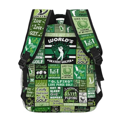 Golf Backpack School Backpacks Golf Theme Bookbag Casual Sport Daypack Travel Bag for Kids Girls Boys Men Gifts 16 Inch
