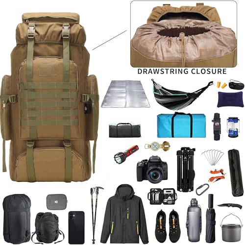Hiking Backpack for Men 70L/100L Camping Backpack Military Rucksack Molle 3 Days Assault Pack for Climbing | Camping Backpack - color: 70l-khaki