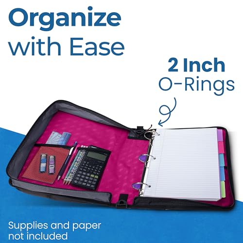 Case-it School Zipper Binder | 2-Inch O-Rings | 350-Sheet | LT-007 Magenta - color: Lt-007-mgt - Magenta, size: 1 Pack