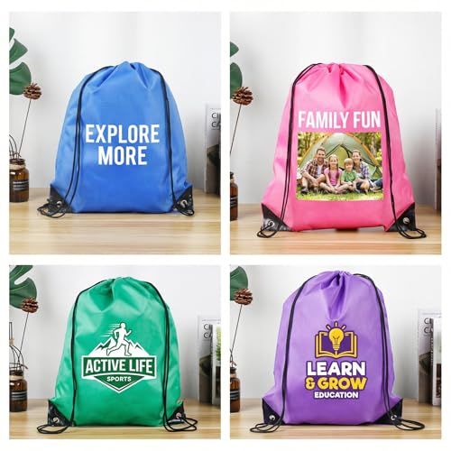 Custom Drawstring Bags With Logo, 2 Pcs Personalized Drawstring Backpacks Bulk String Bag for Travelling, Gym and for Everyday Use - color: Green