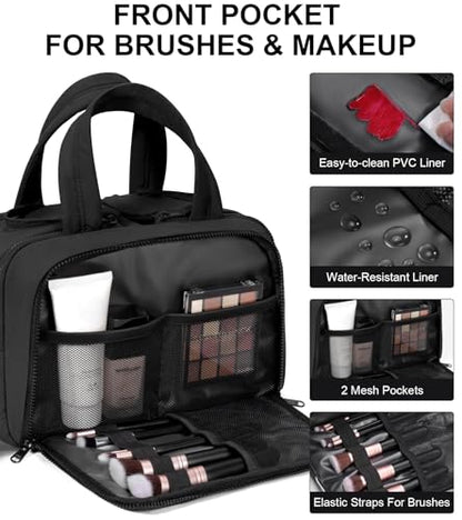 Travel Toiletry Bag, Large Wide-open Puffy Makeup Bag for Women Black - color: Black