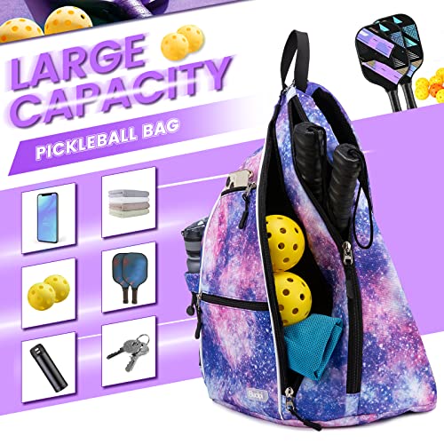 Sucipi Pickleball Bag for Men & Women,Convertible Backpack with Fence Hook - color: Galaxy, size: Medium