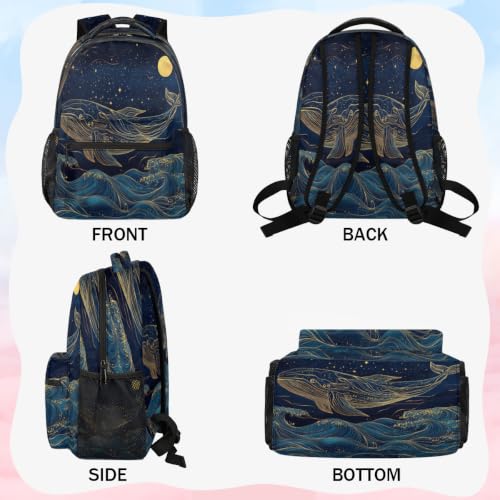 Galaxy Whale Womens Travel Backpack | 15.6 Inch Laptop Backpack, Lightweight Casual Daypack, Water Resistant, Cute Work Backpacks, Large Capacity - color: Multicolor6