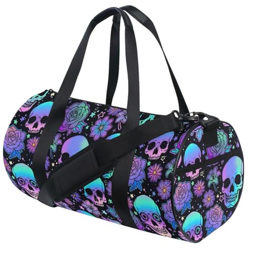 MNSRUU Duffel Bags Funny Skulls Sports Gym Bag Travel Luggage Overnight Bags for Men Women Duffel Bags for Traveling - color: Goth 13