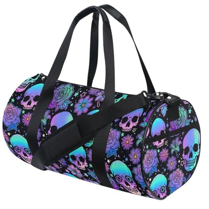 MNSRUU Duffel Bags Funny Skulls Sports Gym Bag Travel Luggage Overnight Bags for Men Women Duffel Bags for Traveling - color: Goth 13