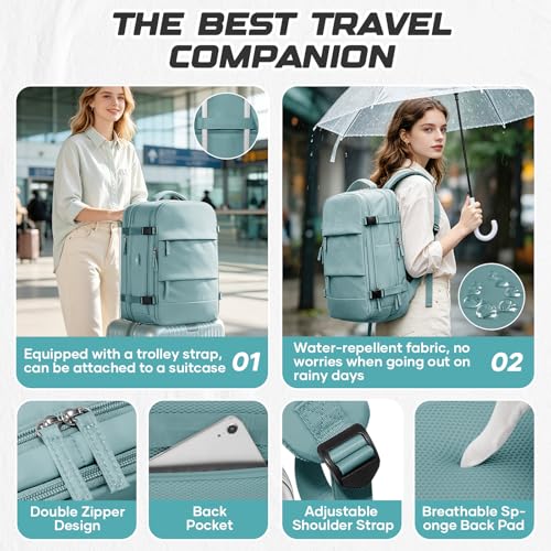 Travel Backpack with Compression Vacuum Storage Bag & Electric Pump, Expandable Flight Approved Carry On Backpack, 18x14x8 inches Personal Item Travel Bag for Men Women, Blue - color: Blue