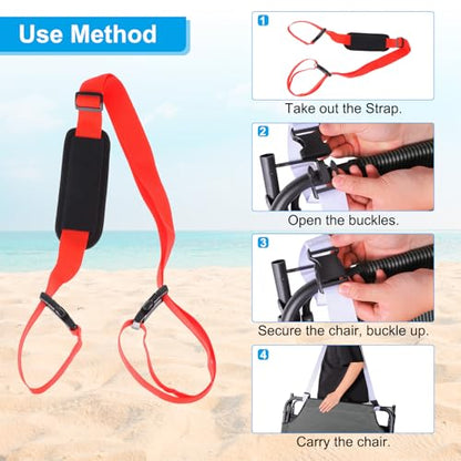 PATIKIL Carrying Beach Chair Straps, Adjustable Fabric Straps for Folding Chair, Red - color: Red