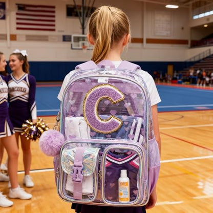 HTgroce Purple C Heavy duty Clear Backpack Kids Transparent Backpacks for School Girls Elementary Bookbag Stadium Concert College Approved See-Through School - color: Purple C