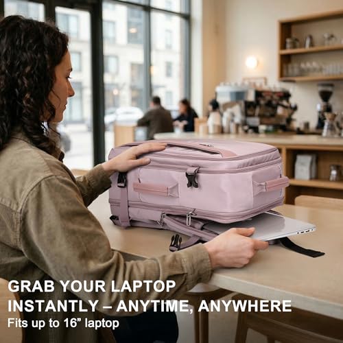 PIJUSHI Travel Backpack for Women Expandable Carry on Luggage Backpack Airline Approved TSA 16" Laptop Bag Business with USB Port(PE034 Light Purple) - color: Light Purple