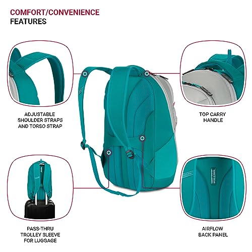 SwissGear 8175 Laptop Backpack, Teal/Light Grey Heather, 18 Inches - color: Teal/Light Grey Heather