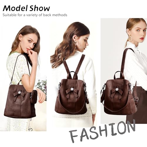 ZOCAI Backpack Purse for Women Fashion Backpack Purses PU Leather Daypacks Anti-Theft Shoulder Bag Satchel Purse - color: Brown