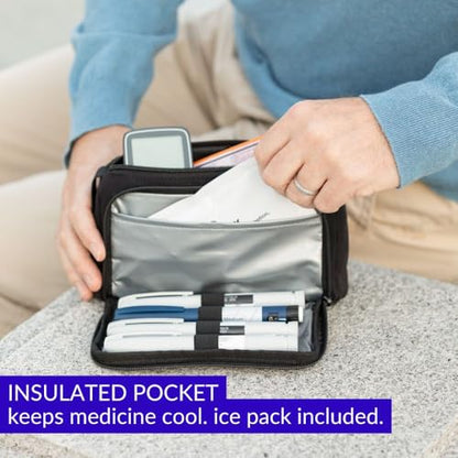 Sugar Medical Insulated Insulin Pen Case Organizer with Ice Pack - color: Black