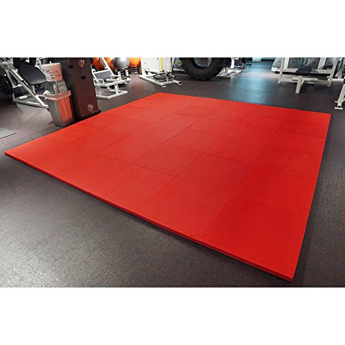 Meister X-Thick 1.5" Interlocking EVA Foam Mats - 2X Cushion for Wrestling, MMA Takedowns & Gymnastics - 2'x2' Tiles - color: Red, size: 10 Tiles (40 Sqft)