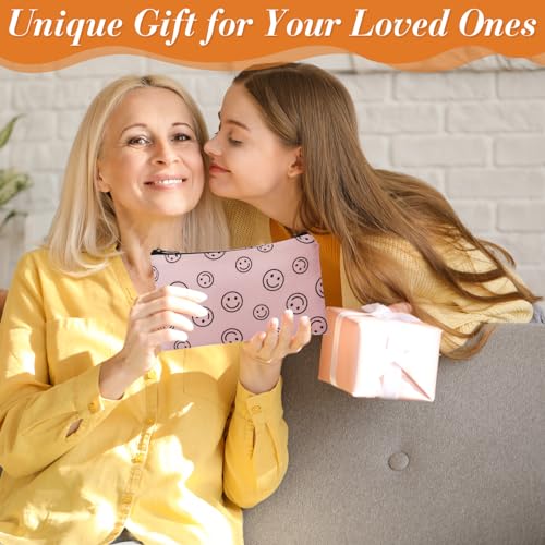Reginary 20 Pcs Makeup Bags Gifts for Women Canvas Cosmetic Bags with Zipper Bulk Gift for Women Travel Purse Organizer Pouch Accessory, Toiletry Large Capacity, 7 x 4.3 Inch(Smile Face) - style: Smile Face