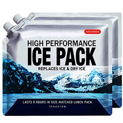Reusable Ice Packs for Lunch Box Long Lasting Slim Gel Freezer Packs for Cooler Bag Cooler Backpack, Keeps Food Cold Fresh for Work & School (6.5"x7.5"x2P) - size: Small-2pk
