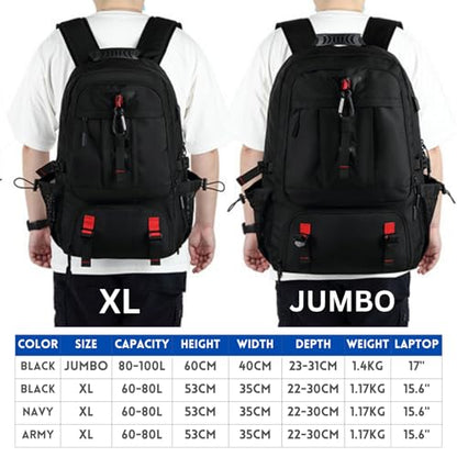Large Laptop Backpack with Shoe Compartment, Waterproof Rucksack 15.6/17 Inch, Travel School Gym Work College Bags for Men (Black, XL(60L)) - size: XL(60L)