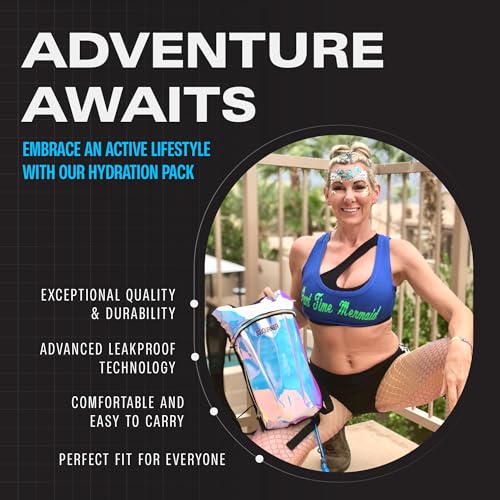 Sojourner Rave Hydration Pack - Hydration Backpack - Hydropack with 2L Bladder - Water Backpack for Festivals, Hiking, Running, Biking and More - color: Geometric Glow