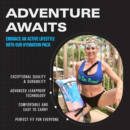 Sojourner Rave Hydration Pack - Hydration Backpack - Hydropack with 2L Bladder - Water Backpack for Festivals, Hiking, Running, Biking and More - color: Geometric Glow