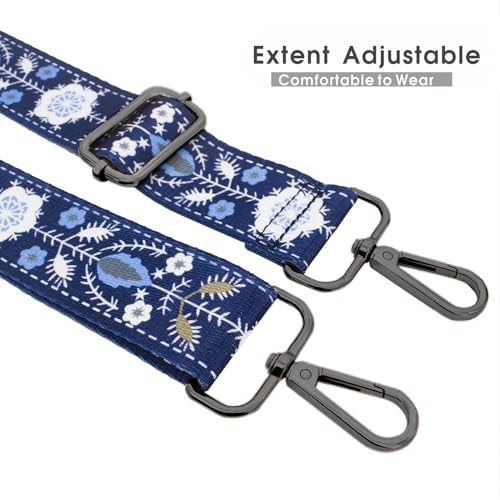 Replacement Purse Strap Shoulder Strap Adjustable Crossbody Strap for Women Crossbody Wide Shoulder Bag - color: Blue Snowflake-gold Metal