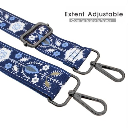 Replacement Purse Strap Shoulder Strap Adjustable Crossbody Strap for Women Crossbody Wide Shoulder Bag - color: Blue Snowflake-gold Metal