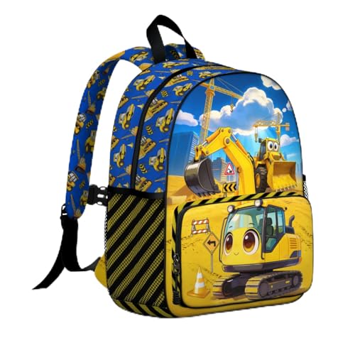Excavator Toddler Backpack Construction Truck School Bag for boy School Lightweight Bookbag with Adjustable Buckled Chest Straps for Preschool Kindergarten Elementary - color: Excavator 01