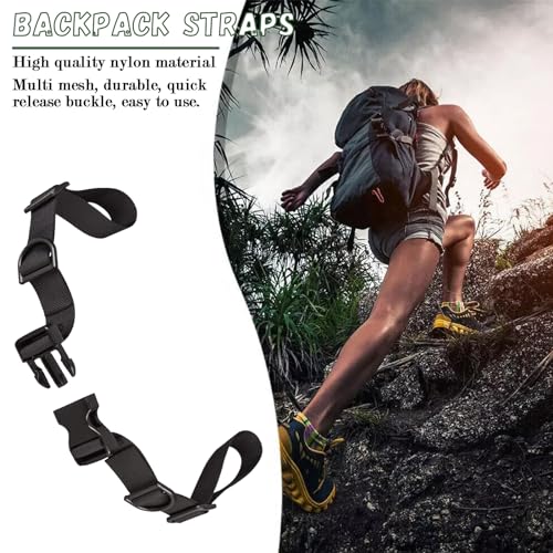 1 Pack Backpack Chest Straps,with 1 Quick Release Buckle,2 Slide Clips 5 Zipper pulls-Black US224