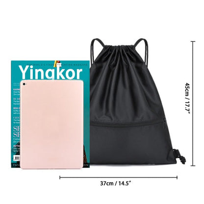 Water Resistant Drawstring Gym Sack Cinch Bag with Zipper Side Pocket, Pack of 2 (Backpack D, Grey) - color: Grey, style: Backpack D