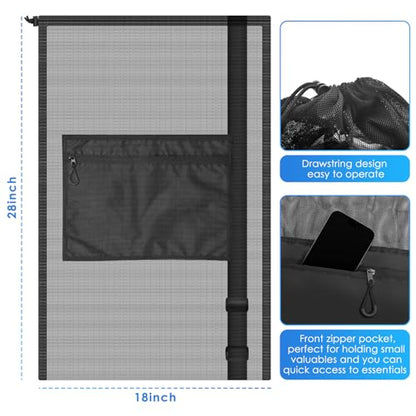 BROTOU Drawstring Backpack Gym String Bag with Pocket for Men Women Heavy Duty Mesh Bag Sport Equipment Bag for Swimming Yoga Beach Laundry - color: Black