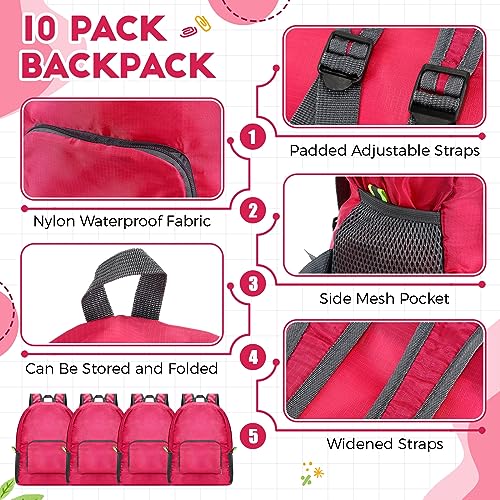 Jexine 10 Pcs Backpacks in Bulk 16.5 Inches Back Pack Basic Backpack for Adult Lightweight Outdoor Travel Book Bags(Rose Red) - color: Rose Red