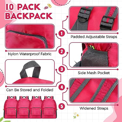 Jexine 10 Pcs Backpacks in Bulk 16.5 Inches Back Pack Basic Backpack for Adult Lightweight Outdoor Travel Book Bags(Rose Red) - color: Rose Red